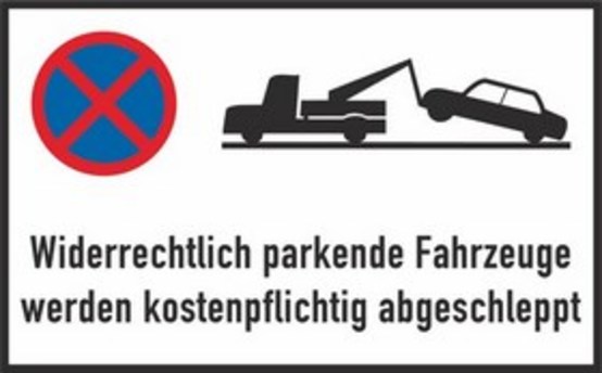 Widerrechtlich parkende Fahrzeuge werden kostenpflichtig abgeschleppt