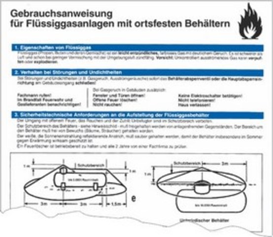 Gebrauchsanweisung für Flüssiggasanlagen mit ortsfesten Behältern Gebrauchsanweisung für Flüssiggasanlagen mit ortsfesten Behältern