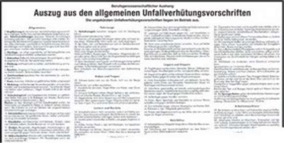 Auszug aus den allgemeinen Unfallverhütungsvorschriften Auszug aus den allgemeinen Unfallverhütungsvorschriften
