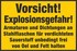 Vorsicht! Explosionsgefahr! Armaturen und Dichtungen an Stahlflaschen für verdichteten Sauerstoff unbedingt frei von Oel und Fett halten Vorsicht! Explosionsgefahr! Armaturen und Dichtungen an Stahlflaschen für verdichteten Sauerstoff unbedingt frei von Oel und Fett halten