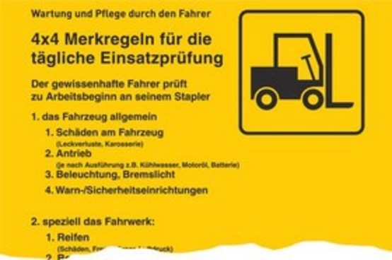 Merkregeln für die tägliche Einsatzprüfung von Staplern Merkregeln für die tägliche Einsatzprüfung von Staplern
