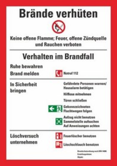 Brandschutzordnung DIN 14096-A Brandschutzordnung DIN 14096-A