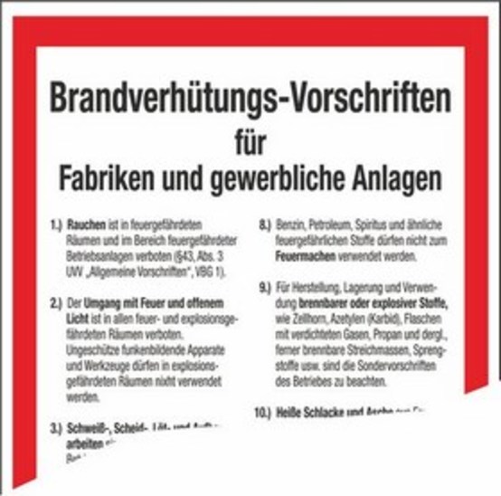 Brandverhütungs-Vorschriften für Fabriken und gewerbliche Anlagen