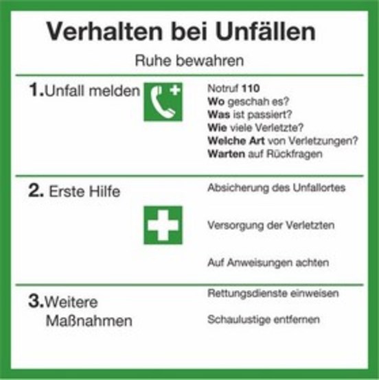 Verhalten bei Unfällen Verhalten bei Unfällen
