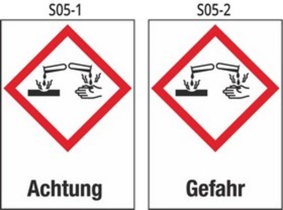 Achtung hautätzende, schwere Augenschädigung, auf Metalle korrosiv wirkend