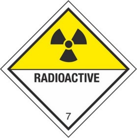 Gefahrzettel für radioaktive Stoffe der Klasse 7 (7D)