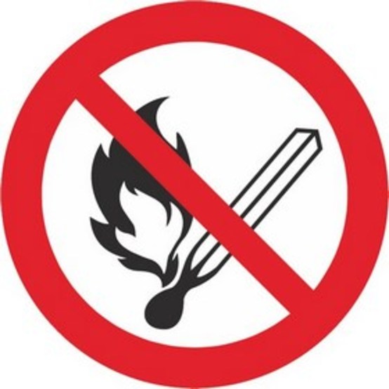 Keine offene Flamme; Feuer, offene Zündquelle und Rauchen verboten