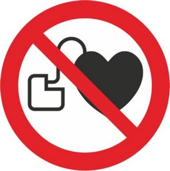 Kein Zutritt für Personen mit Herzschrittmachern oder implantierten Defibrillatoren Kein Zutritt für Personen mit Herzschrittmachern oder implantierten Defibrillatoren