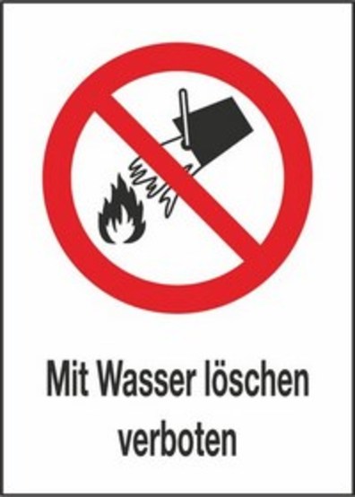 Mit Wasser löschen verboten P04/P004 Mit Wasser löschen verboten P04/P004
