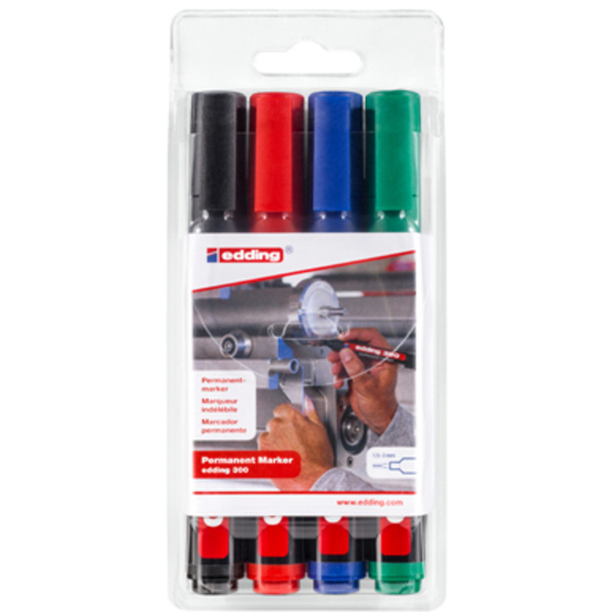 edding 300 Permanentmarker 4-er Set sortiert edding 300 Permanentmarker 4-er Set sortiert