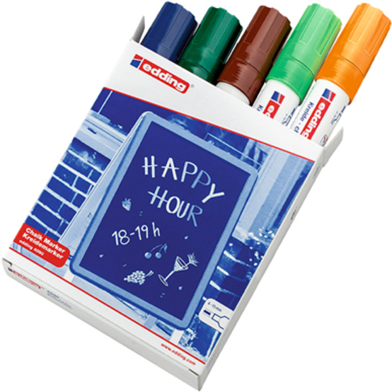 edding 4090 Kreidemarker 5er-Faltschachtel sortiert edding 4090 Kreidemarker 5er-Faltschachtel sortiert