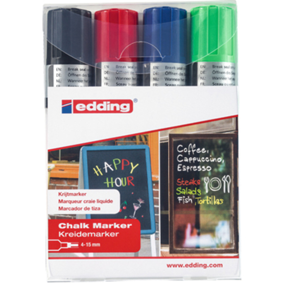 edding 4090 Kreidemarker 4er-Set sortiert edding 4090 Kreidemarker 4er-Set sortiert