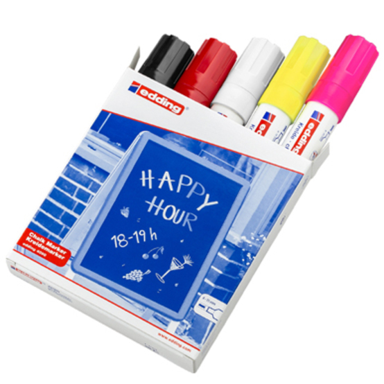 edding 4090 Kreidemarker 5er-Faltschachtel sortiert edding 4090 Kreidemarker 5er-Faltschachtel sortiert
