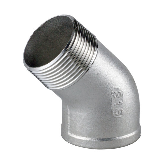 Rostfreies Rohrzubehör Bogen gleichseitig 45.0 Gegossen V4A/316 Innen-/Außengewinde Rostfreies Rohrzubehör Bogen gleichseitig 45.0 Gegossen V4A/316 Innen-/Außengewinde