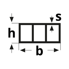 Aluminium Rechteckrohr mit 2 Mittelstegen